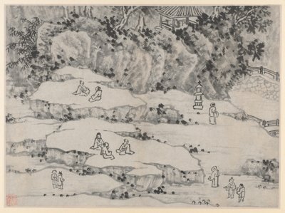 Kaksitoista näkymää Tiger Hillille, Suzhou: Nodding Stone Terrace, Tiger Hill..., vuoden 1490 jälkeen. tekijältä Shen Zhou