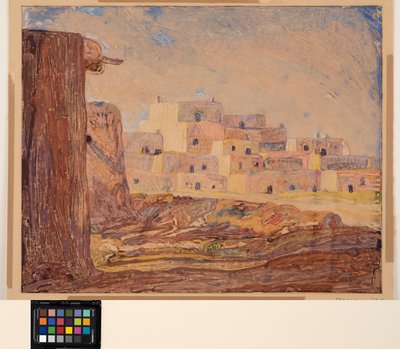 Indian Village, n. 1928 (monotyyppi paperille) tekijältä Sherman Trease