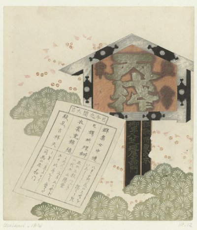 Kyltti viestillä tekijältä Shibanoya Sanyô (attributed to)