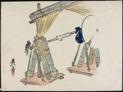 Bambuverhojen myyntipiste tekijältä Shibata Zeshin