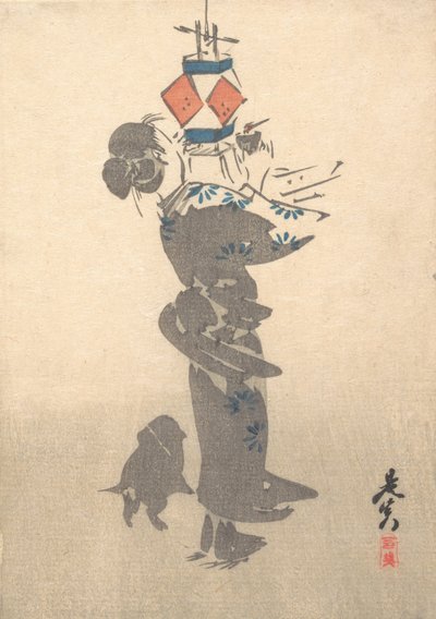 Riippuvan lyhdyn sytytys Obon-juhlille, 1860, 1860. tekijältä Shibata Zeshin