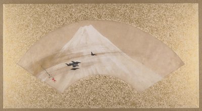 Vuoret lintuineen, 1800-luvun loppu. tekijältä Shibata Zeshin