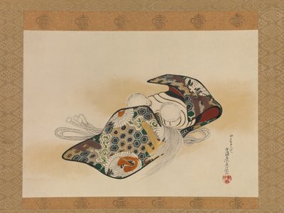 Noh Mask: Okina, päivätty 1879. tekijältä Shibata Zeshin