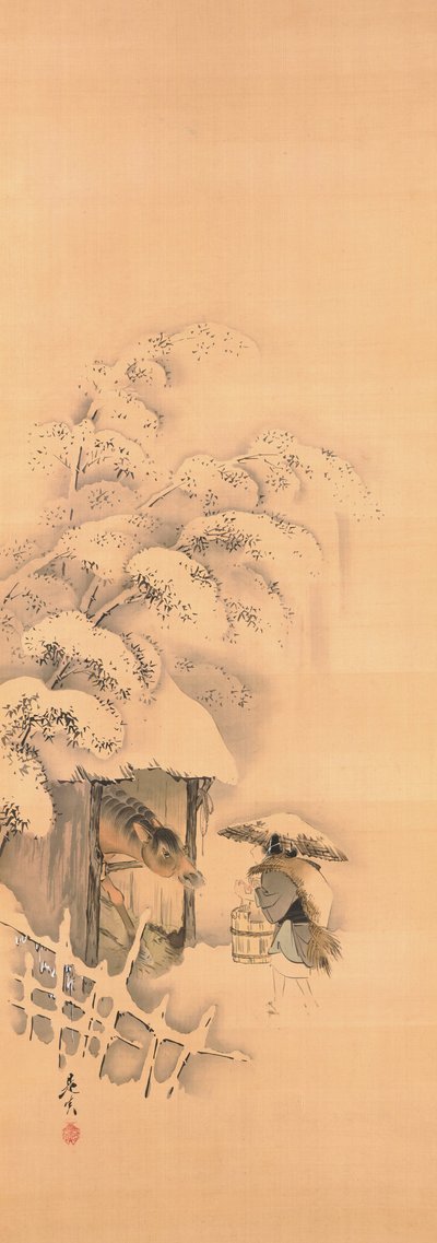 Nō-näytelmä Hachinoki, yksi kolmesta tekijältä Shibata Zeshin