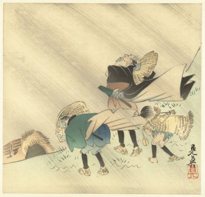Matkustajat myrskyssä tekijältä Shibata Zeshin