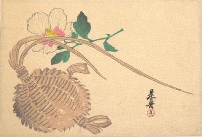Olkikori kalalle ja Mokuge Flowerille, n. 1875, n. 1875. tekijältä Shibata Zeshin