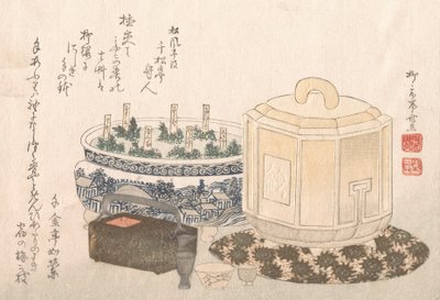 Tulenpidin ja kukkaruukku, 1800-luku, 1800-luku. tekijältä Shinsai