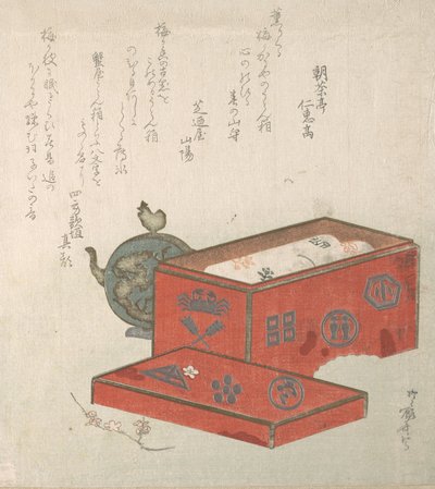 Punainen lakkalaatikko ja vesikannu, 1800-luku, 1800-luku. tekijältä Shinsai
