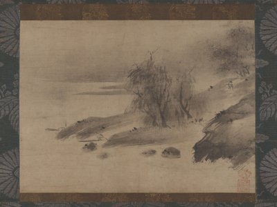 Mustemaisema Suiboku sansui zu, 1400-1500-luvun alku. tekijältä Shinso Soami