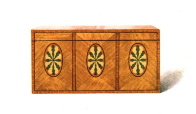 Upotekoristeinen satiinipuinen Tea-Caddy, 1908. tekijältä Shirley Charles Llewellyn Slocombe