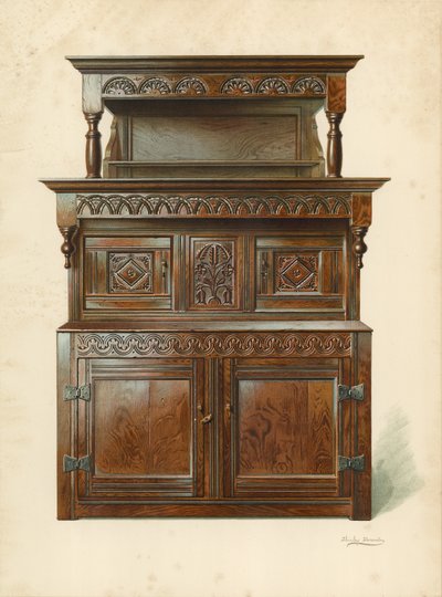 Oak Court -kaappi (Tridarn), H Clarence Whaiten (chromolitho) omaisuutta tekijältä Shirley Charles Llewellyn Slocombe