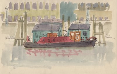 Kelluva laituri Thames-joella Lontoossa, vuonna 1950. tekijältä Shirley Markham
