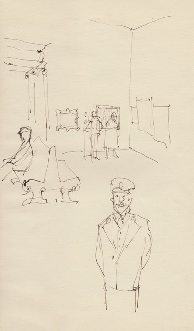 Vartija taidegalleriassa, 1950. tekijältä Shirley Markham
