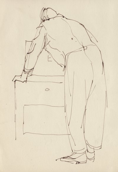 Mies kumartumassa, c1950. tekijältä Shirley Markham