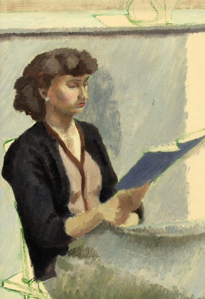 Istuva nainen lukee, vuodelta 1953. tekijältä Shirley Markham