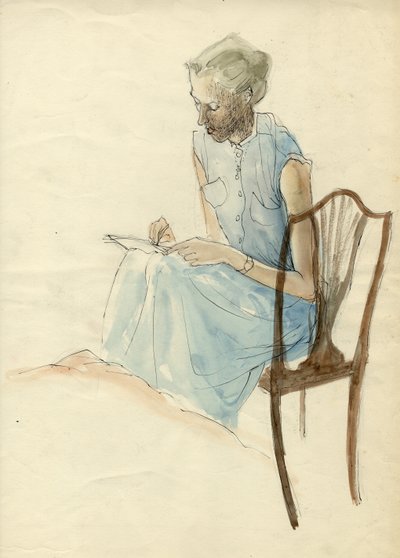 Istuva nainen kirjoittaa, 1952. tekijältä Shirley Markham