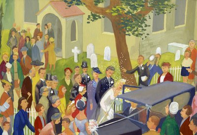 Hääryhmä kirkkopihalla, v1948. tekijältä Shirley Markham