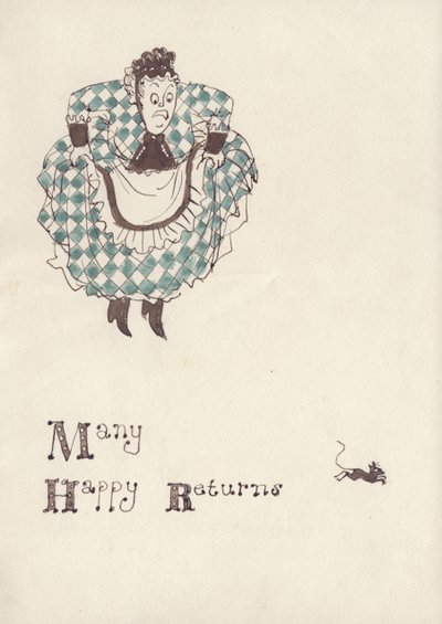 Nainen pelottaa hiirtä, c1950. tekijältä Shirley Markham