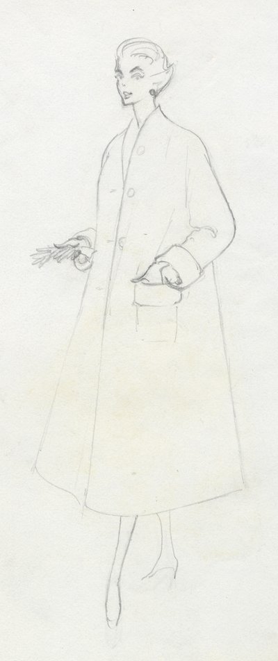 Nainen pölytakissa, n. 1950. tekijältä Shirley Markham