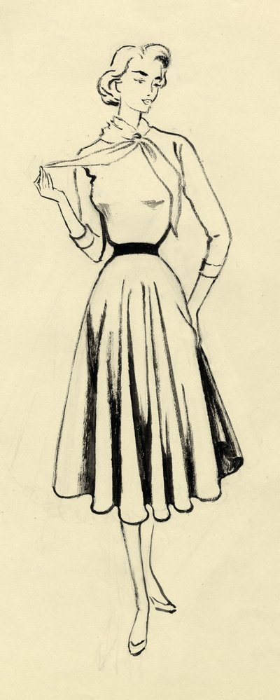 Nainen puserossa ja hameessa, n. 1950. tekijältä Shirley Markham