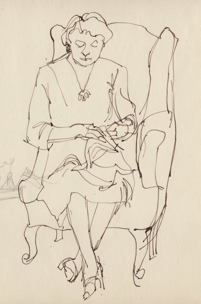 Nainen ompelu, v1950. tekijältä Shirley Markham