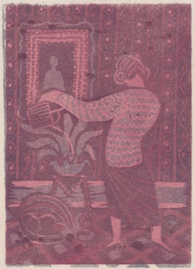Nainen kastelee kasveja, c1951. tekijältä Shirley Markham