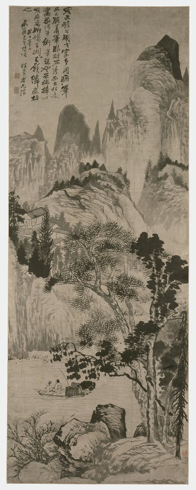 Maisema Yongwengille, Qing-dynastia, noin 1687-90 (muste paperille). tekijältä Shitao Daoji