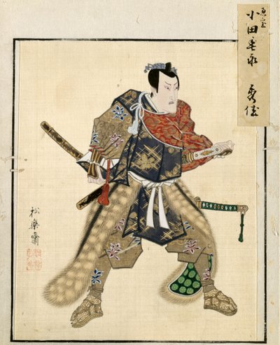 Lehti näyttelijämuotokuvien albumista, c. 1790-1810. tekijältä Shorakusai