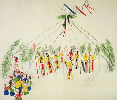 The Shoshone Sun Dance (pigmentti musliinilla) tekijältä Shoshone Katsikodi School