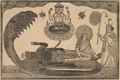 Anantasayan (Vishnu makaa käärme Anantan päällä) tekijältä Shri Gobinda Chandra Roy