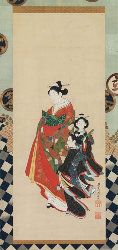 Kurtisaani ja palvelijat, 1700-luvun loppu. tekijältä Shunsho