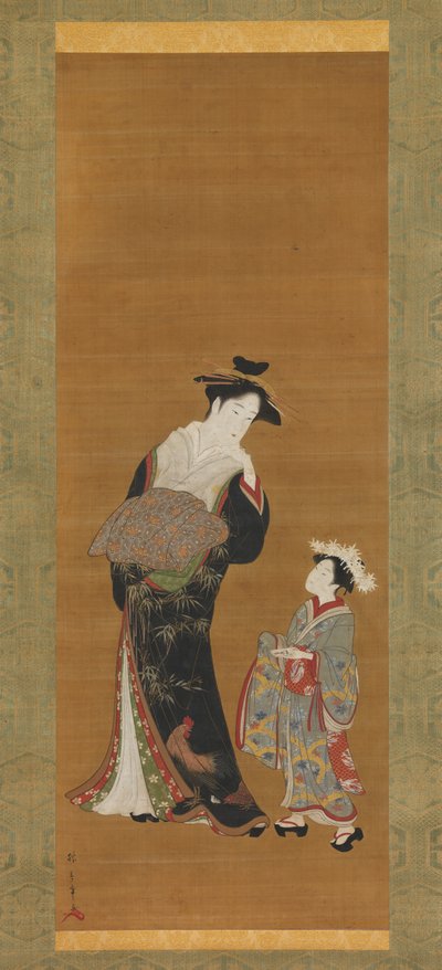 Kurtisaani ja hänen avustajansa, 1700-luku. tekijältä Shunsho