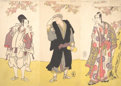 Kabuki ac ja rs Yaozo Ichikawa hyvä, apulaislääkäri Matsu Onoe, luonnos Sawamura Sojuro hyvä, 11. kk, 1786. tekijältä Shunsho