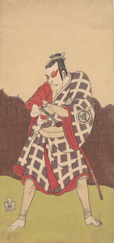 Näyttelijä Matsumoto Koshiro 3. miehenä, joka seisoo kädet ristissä..., 1700-luvun loppu. tekijältä Shunsho