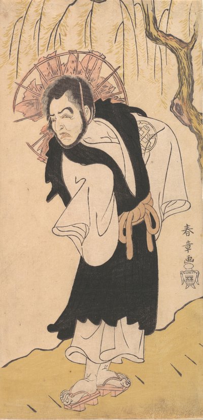 Näyttelijä Nakamura Utaemon I munkina pajupuun alla, 1726-1792. tekijältä Shunsho