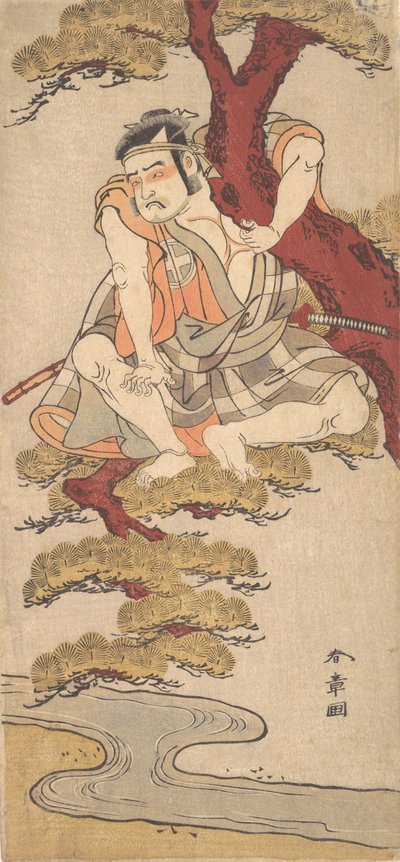 Näyttelijä Otani Hiroemon III katsomassa männyn oksilta..., n. 1775. tekijältä Shunsho