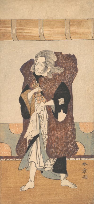 Viides Ichikawa Danjuro vanhana miehenä, jolla on pitkät harmaat hiukset, n. 1773. tekijältä Shunsho