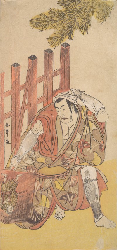 Neljäs Matsumoto Koshiro lainsuojattomana katsomassa puista Ninsogakia, n. 1779-83. tekijältä Shunsho