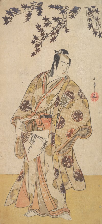 Kolmas Ichikawa Yaozo vaahteran alla seisovana Daimyona, n. 1783. tekijältä Shunsho