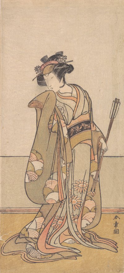 Kolmas Segawa Kikunojo oikealle kävelevänä naisena, 1774 tai 1775. tekijältä Shunsho