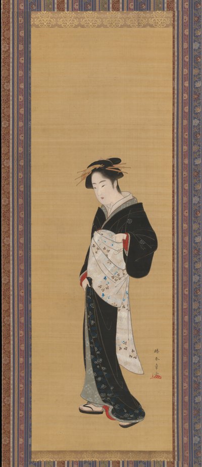 Nainen mustassa kimonossa, 1783-89. tekijältä Shunsho