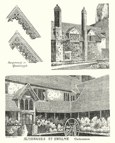 Almshouses at Ewelme, Oxfordshire (kaiverrus) tekijältä Sidney Heath