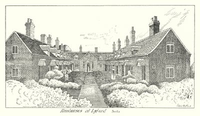 Almshouses Lyfordissa, Berksissä (kaiverrus) tekijältä Sidney Heath