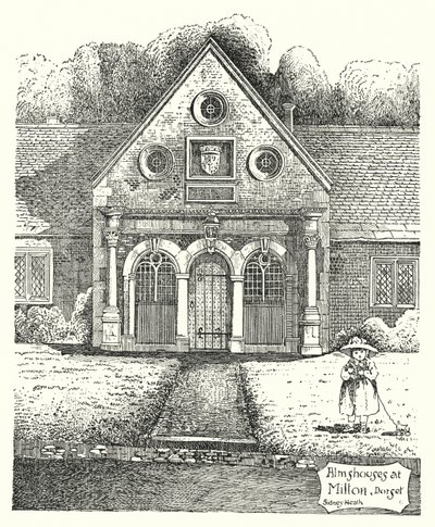 Almshouses Miltonissa, Dorsetissa (kaiverrus) tekijältä Sidney Heath