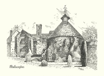 Dorset: Athelhampton Hall (litografia). tekijältä Sidney Heath