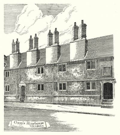 Greyn Almshouse, Taunton (kaiverrus) tekijältä Sidney Heath