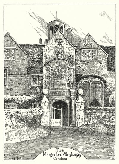 Hungerford Almshouses, Corsham (kaiverrus) tekijältä Sidney Heath