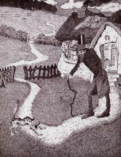 Siellä oli vino mies kirjasta Prinsessa Marie-Josés Childrens Book, julkaistu 1916 tekijältä Sidney Herbert Sime