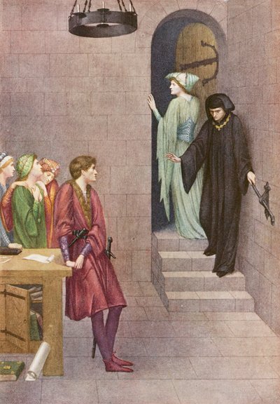 Kultainen legenda: Prince Henry, Elsie, and Lucifer (värilitografia). tekijältä Sidney Meteyard