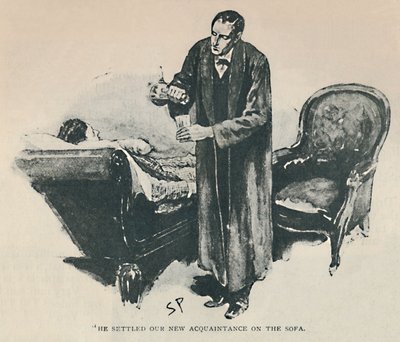 Hän asetti uuden tuttavamme sohvalle, 1892 tekijältä Sidney Paget
